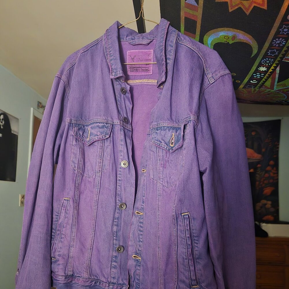 American Eagle Jean Jacket Dyed Purple - XL